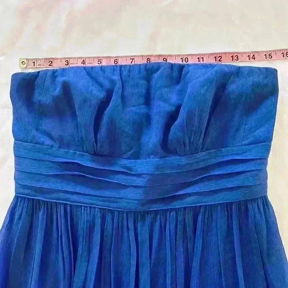 J.‎ Crew Juliet Dress 100 percent Silk Royal Blue Strapless Vintage - Picture 7 of 15